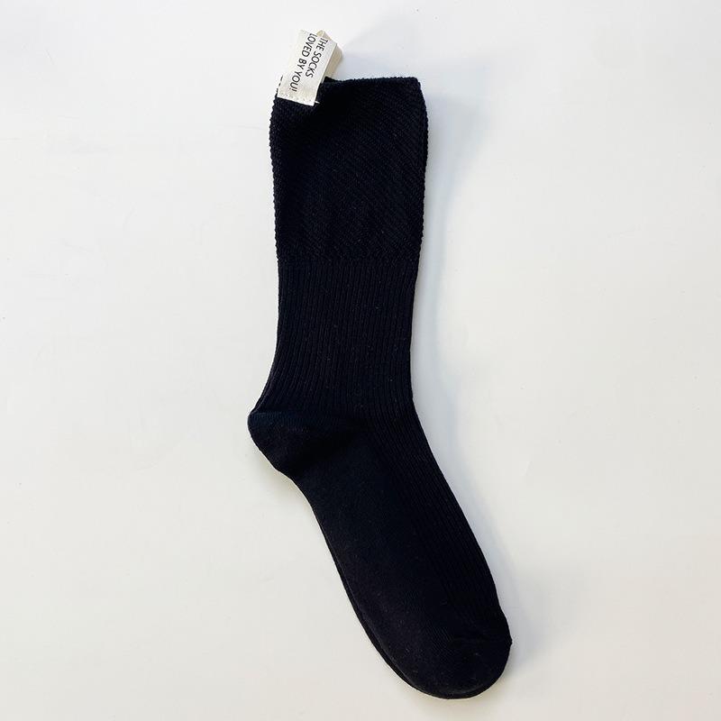 Female Spring and Autumn Heel Love Cloth Label Letters In The Tube Pile Pile Cotton Socks