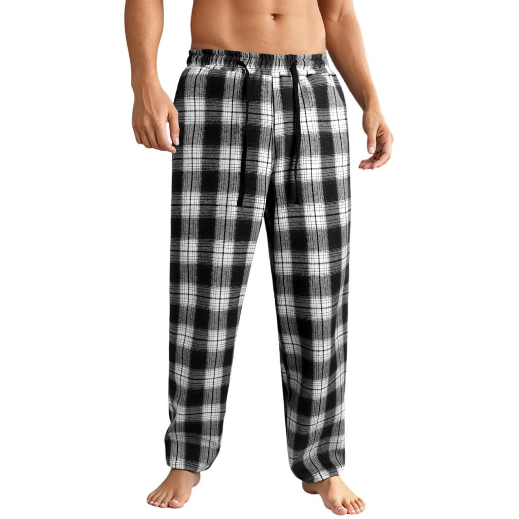 Men's Plaid Stripe Casual Pants Men's Casual Fashion Pajama Pants