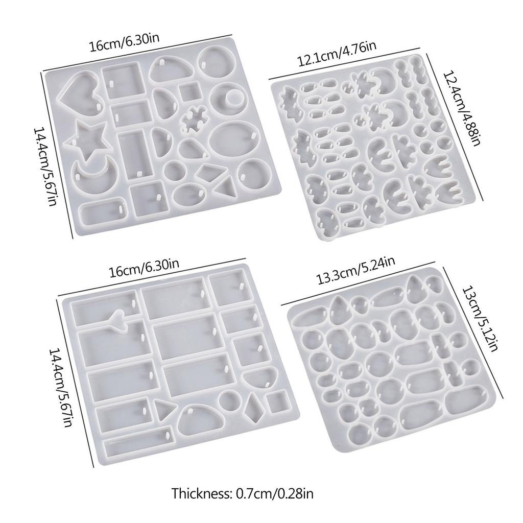 4Pcs Geometry Resin Earring Jewelry Casting Mold Silicone Pendant Mold Diy Crafts Mold Jewelry Crafts Supplies for Women