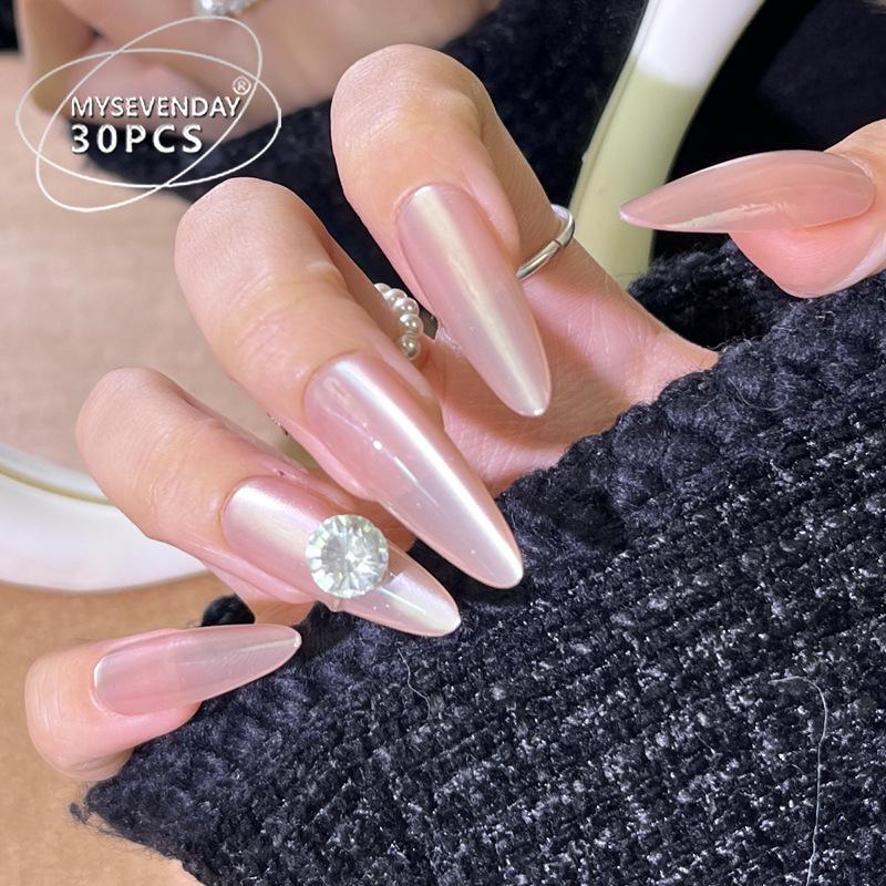 Capsules d'ongles portables faites à la main à paillettes œil de chat haut de gamme - Style d'art d'ongle pur et sexy