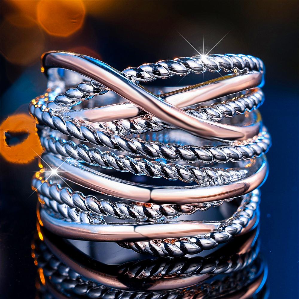 Unique Style Female Big Infinity Engagement Ring Vintage CopperColor Wedding Jewelry For Women