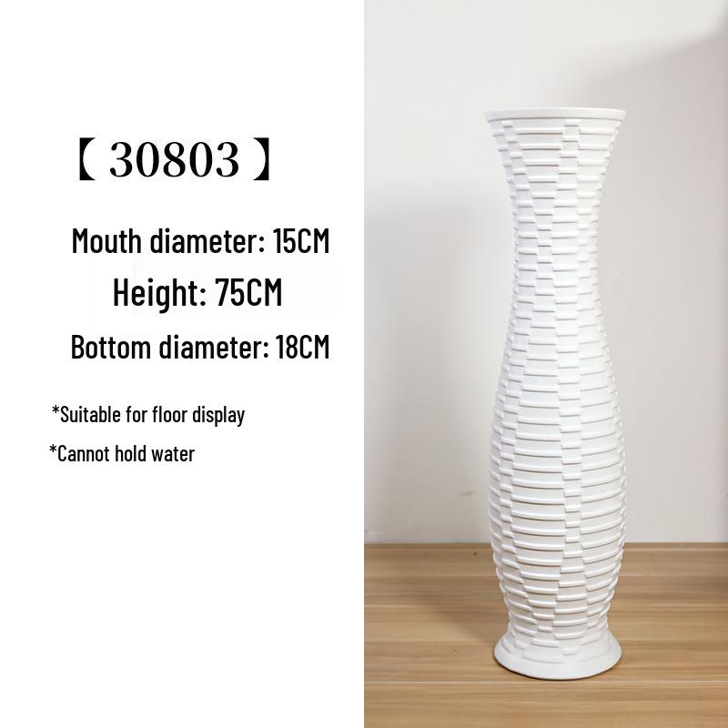 Large Modern Nordic Ceramic Floor Vase: Black & White Minimalist Design for Dried Flowers and French Arrangements In Living Room
