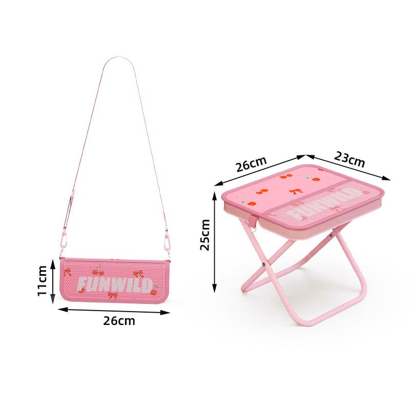 Roze Kersentuin Patroon Campingstoel Buiten Draagbaar Opvouwbaar Krukje met Schouderband Mesh Zak Lichtgewicht Vissen Picknick Stoel