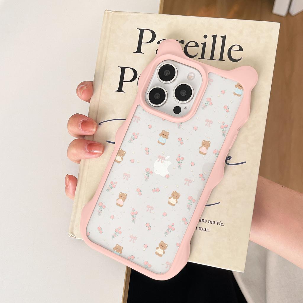 Full Screen Floral Bear iPhone15promax Cute Cat Ears Huawei Apple 14 Pro Mobile Phone Case New