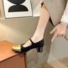 2025 French retro small fragrant wind, evening breeze gentle with skirt square head thick heel middle heel Mary Jane single shoes women's spring