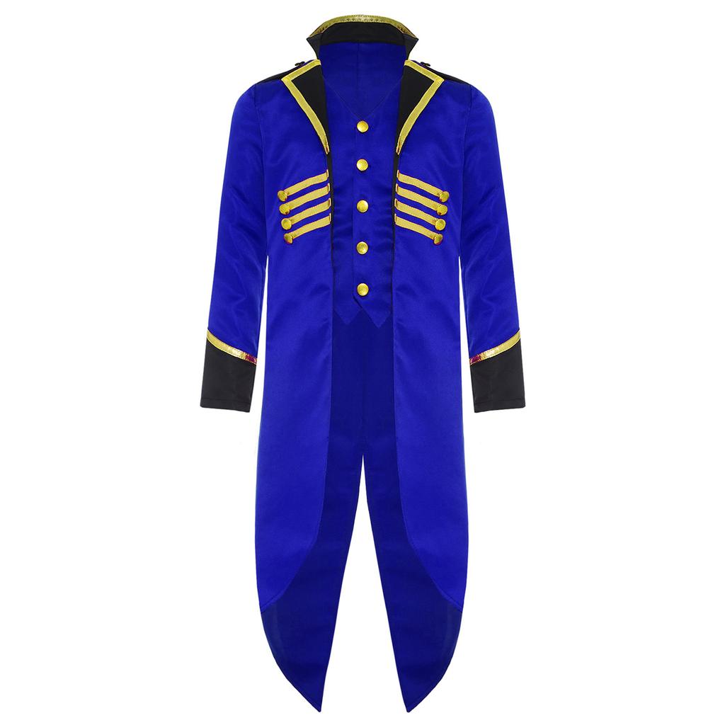 Kids Steampunk Tailcoat Costume Vintage Medieval Design Long Sleeve Fake Two Piece Tuxedo Victorian Elegant Jacket