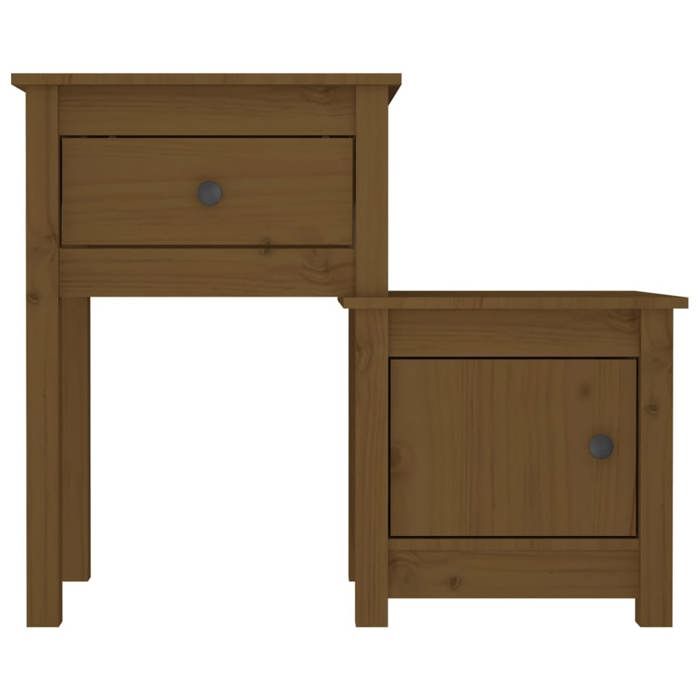 Bedside Table - Maison Exclusive - Solid Pine Wood - Honey Brown - 1 Drawer and Door 79.5x38x65.5 Cm