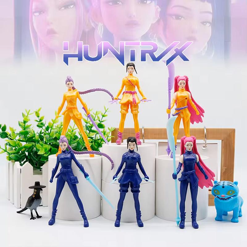 8pcs/Set Anime Kpop Demon Hunters Action Figure Toy Derpys Tiger Rumi Mira Zoey Sussy Figurine Doll For Kid Fans Gift Ornament
