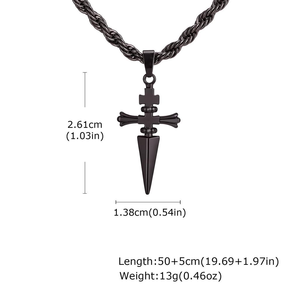 Vnox Punk Schwert Anhänger Halskette Gedrehte Kette für Männer Frauen, Unisex Schmuck Geschenke für Geburtstag Valentinstag