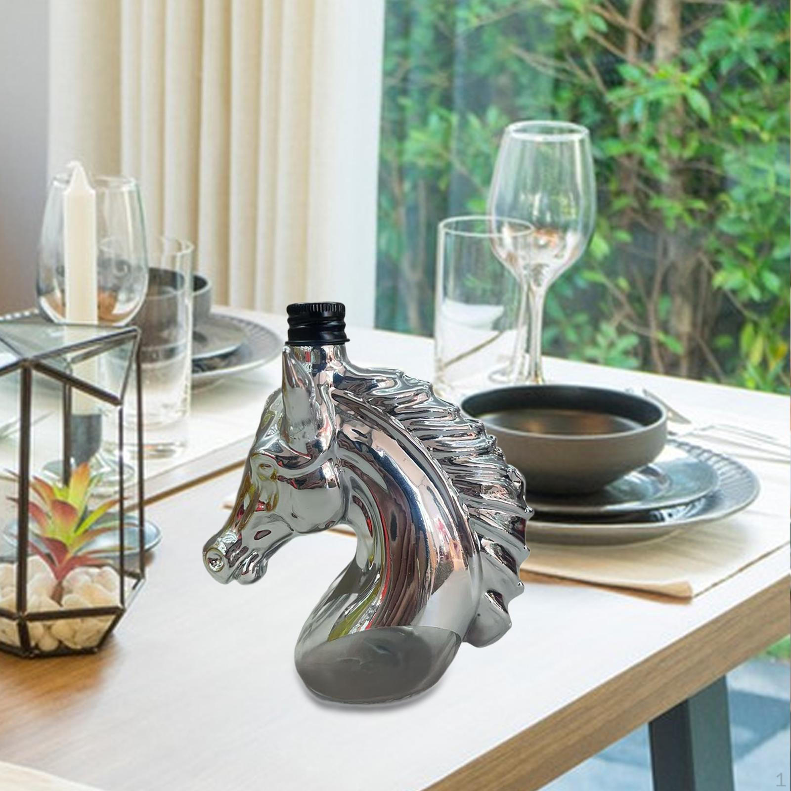 

Whisky Decanter Bottle Horse Head Entertaining Drinkware Unique Glass Drink Dispenser for 125ml
