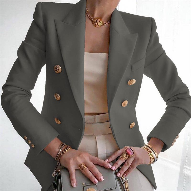 Women's 2025 Autumn/Winter Solid Color Fashion Casual Short Suit Jacket