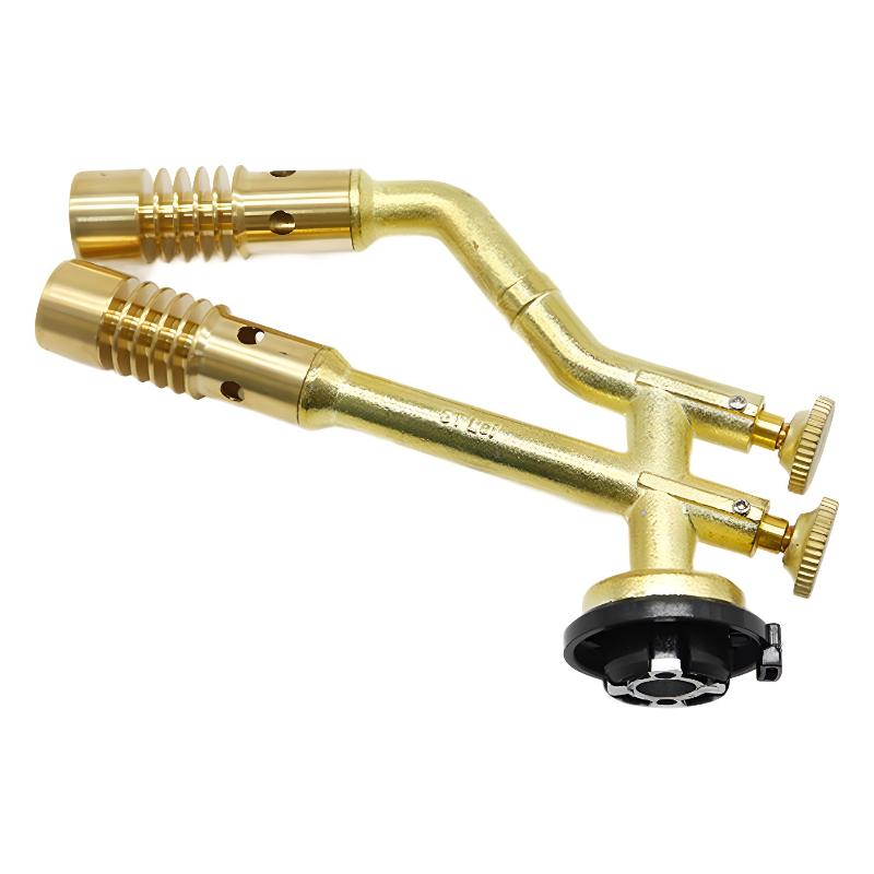 Dual-Head Gas Torch Adjustable Brass Welding Heating Flame Burner High Temperture Propane Butane Welding Torch