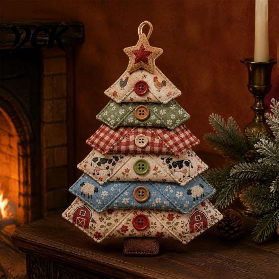 Quilting Crafts for Halloween DIY Quilted Fabric Tree Kit, Sewing Craft Decoration Adults Handmade Christmas Hanging Ornament Holiday Home Decor Step