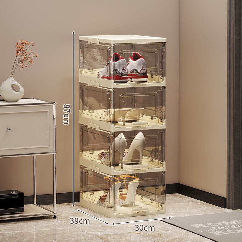 Clear Foldable Luxury Shoe Cabinet with Flip-Top Dustproof Design for Sneaker Storage