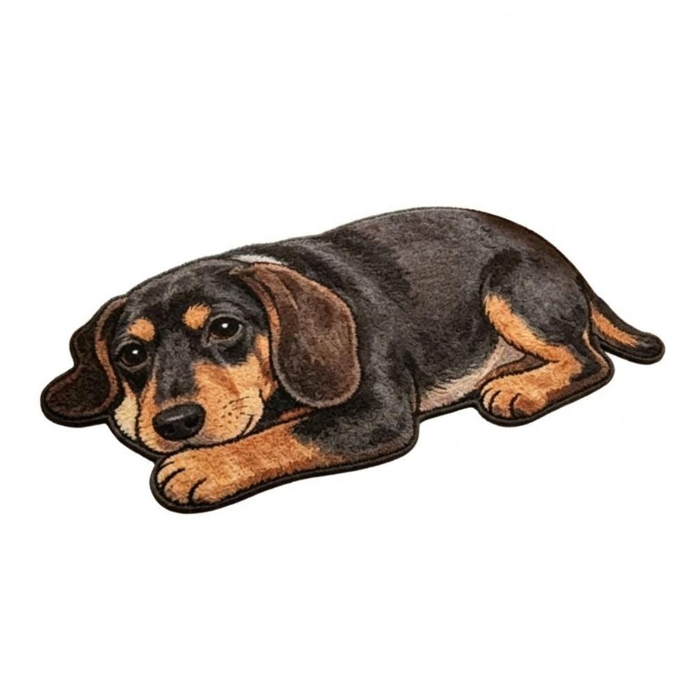 Soft Cartoon Animal Carpet Water Absorption Bedroom Bedside Mat Fun Dog-Shaped Rug Home Decoration
