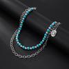 Fashion Turquoise Beaded Waist Chain for Men, Simple and High-End Denim Style Pendant, Hot-Selling Waist Chain