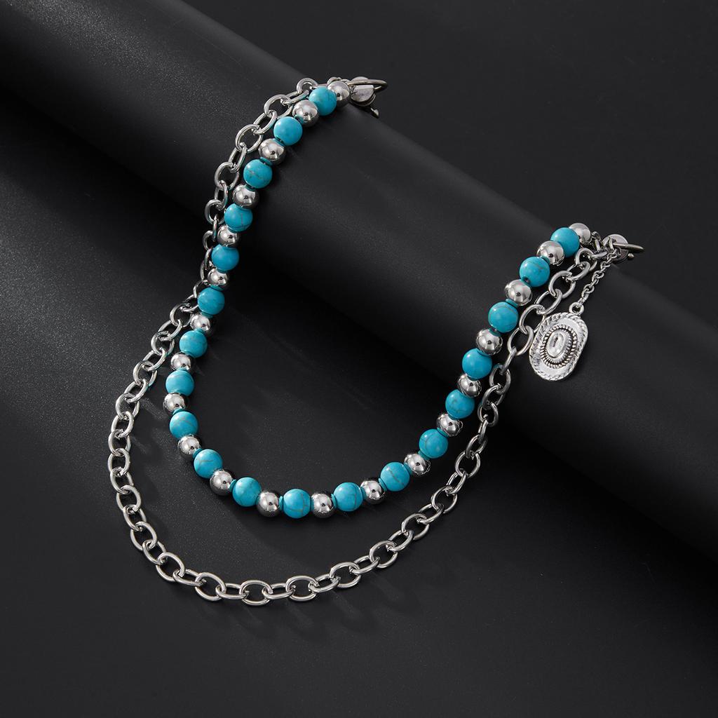 Fashion Turquoise Beaded Waist Chain for Men, Simple and High-End Denim Style Pendant, Hot-Selling Waist Chain