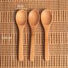 Small Bamboo Wooden Spoons Tiny Ellipse Serving Wood Spoons for Seasoning Oil Coffee Tea Sugar