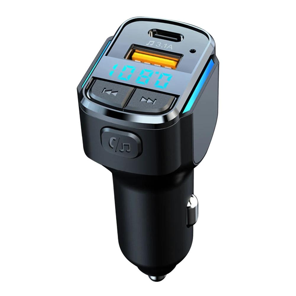 Bluetooth 5.0 Autoladegerät Schnellladung USB Typ C Auto-Telefonladegerät FM-Sender Freisprecheinrichtung Zigarettenanzünder MP3-Musikplayer