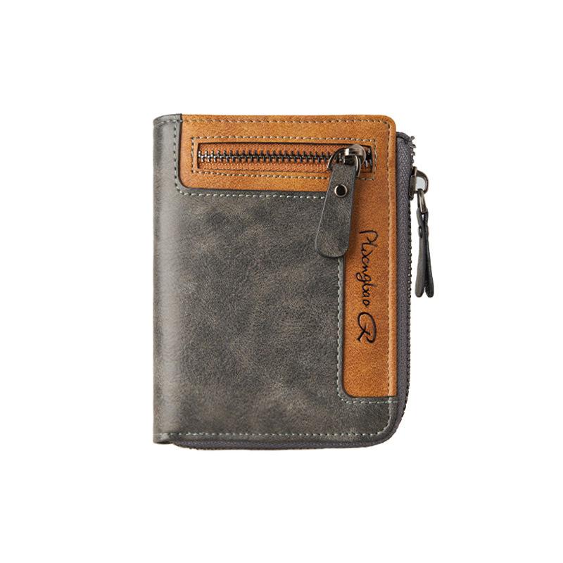 Retro Wallet for Men Zipper Short Leather Men's Wallet Multifunctional Pocket Bifold Purse Fashion Bank Credit Card Holder