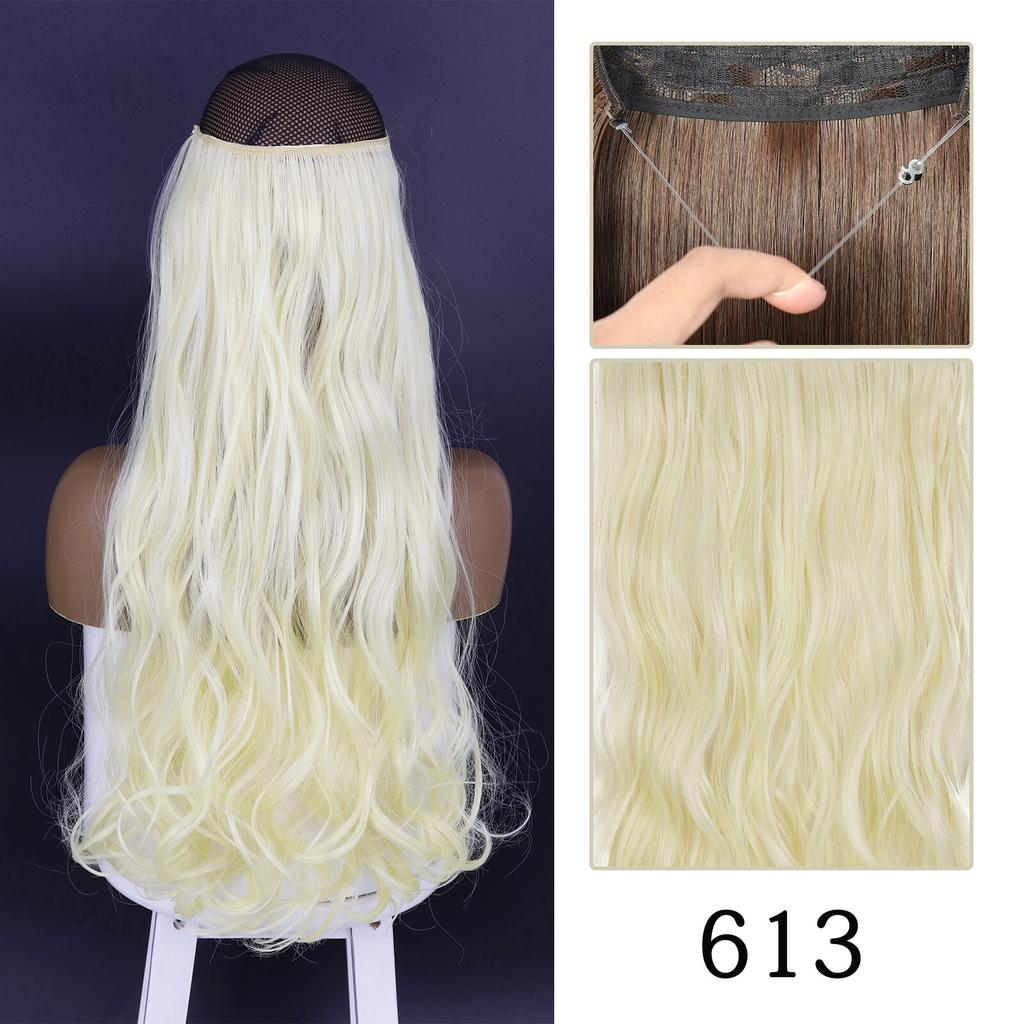 XINRAN Moda Damska Kolor Ombre Niewidoczny Długi Doczepiany Włos Syntetyczny Włókno Długie Falowane Ombre Cosplay Codzienne Noszenie Bez Klipsów Przedłużanie Włosów