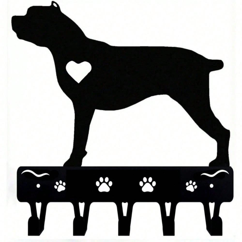 

Metal Dog Key Holder with 5 Hooks, Wall Mounted Leash Hanger for Leashes, Towels, and Hats, Entryway Coat Rack TY1064-6