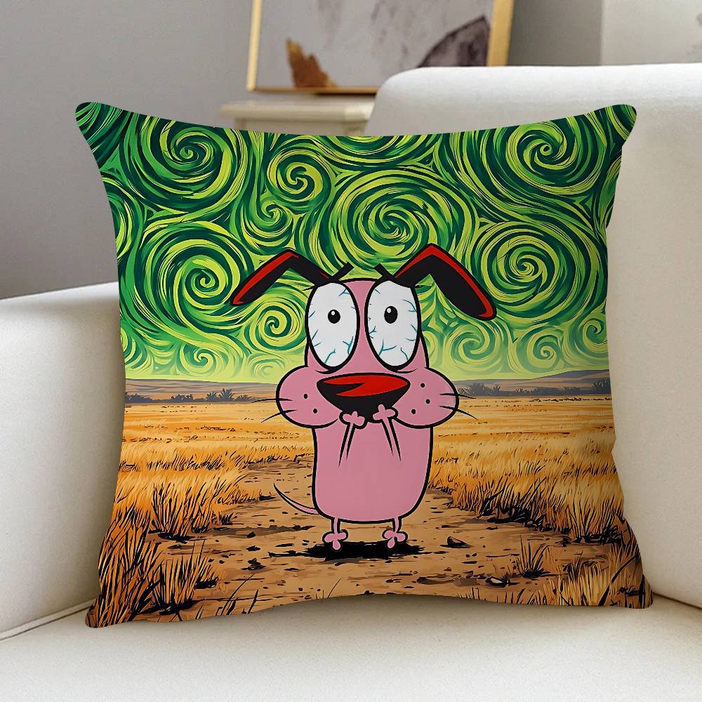 Cute Courage The C-Cowardly Dog Cushion Cover Car Throw Pillow Case For Sofa Car Christmas Gift 40x40cm 45x45cm
