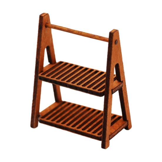 

Стеллаж для хранения кукольного домика, двухслойная миниатюрная полка для хлеба, изысканная стойка для организации кукольного домика, аксессуары для кукольного домика кофейный