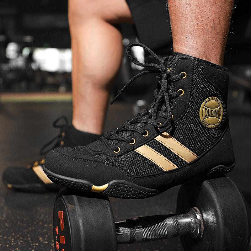 New boxing shoes men's and women's sanda free fighting wrestling shoes squat deadlift indoor fitness comprehensive training shoes