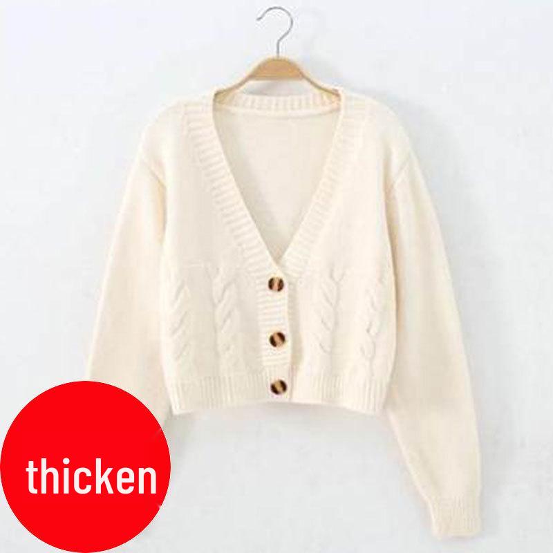 Women's Early Autumn Slimming Cable Knit Cardigan - Short, Single-Breasted, High-Waisted Sweater