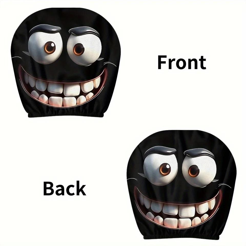 2PCS Funny Cartoon Car Headrest Cover Eyes Car Seat Head Rest Protector Spooky Cars Seat Covers for Cars for Halloween Christmas