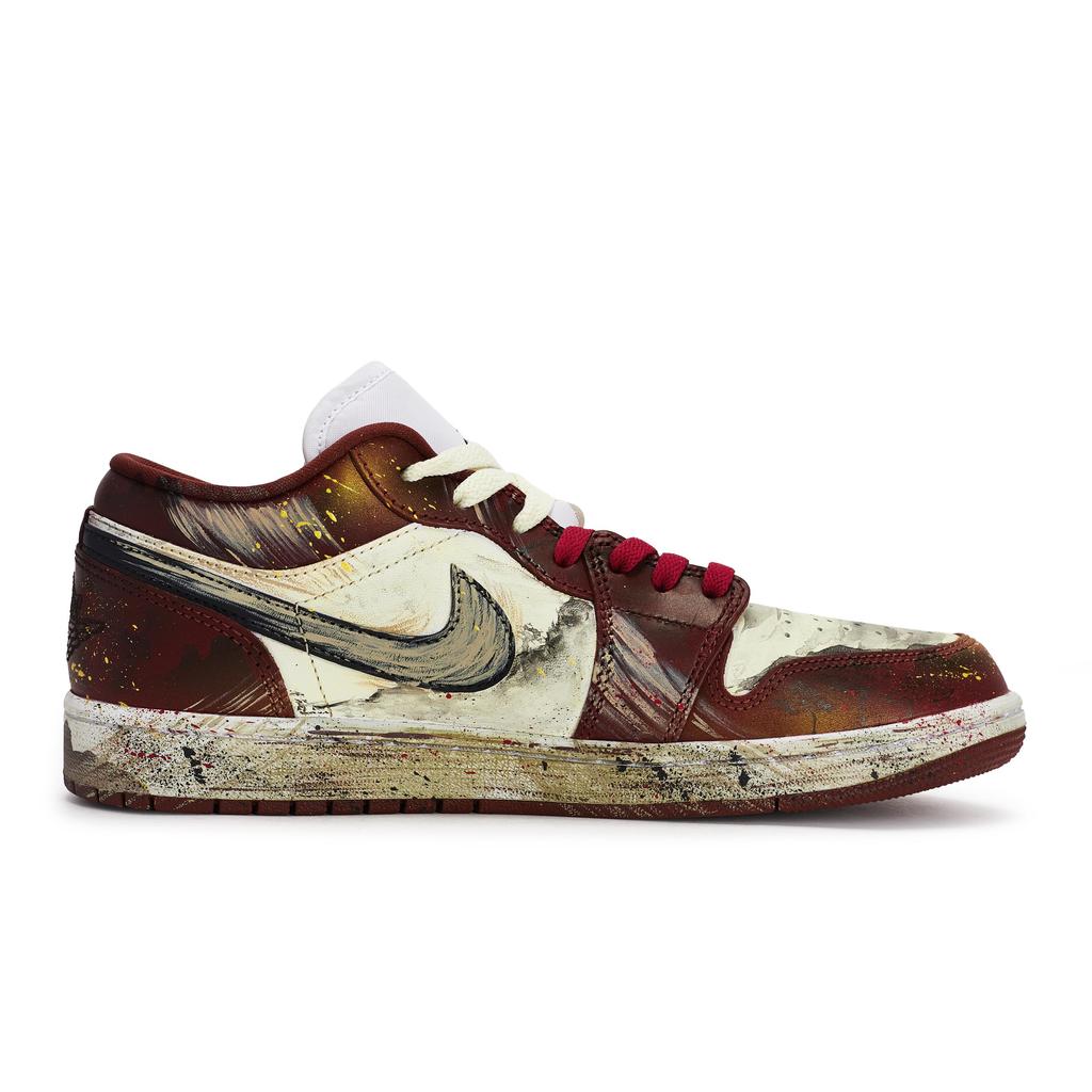 Jordan Air Jordan 1 Vintage Basketball Shoes Unisex Low top Beige/Red/Brown HF3148-102(Team80-S-BOX)