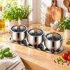 3 Pieces Kitchen Containers Long-Lasting Stainless Steel Seasoning Jar Stylish