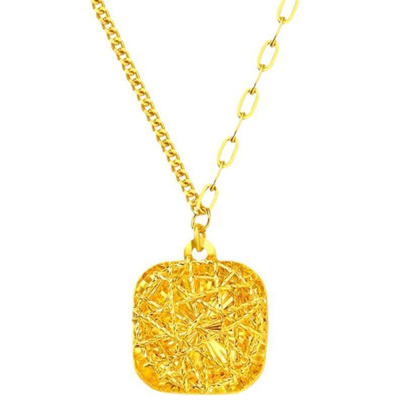 Prawdziwy kwadratowy wisiorek ze złota 18K dla kobiety Luksusowy wisiorek AU750 Naszyjnik Delikatna biżuteria Wysokiej jakości prezent na bankiet