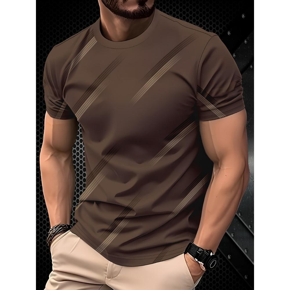 Men's 3D Line Stripe Printed T-shirt