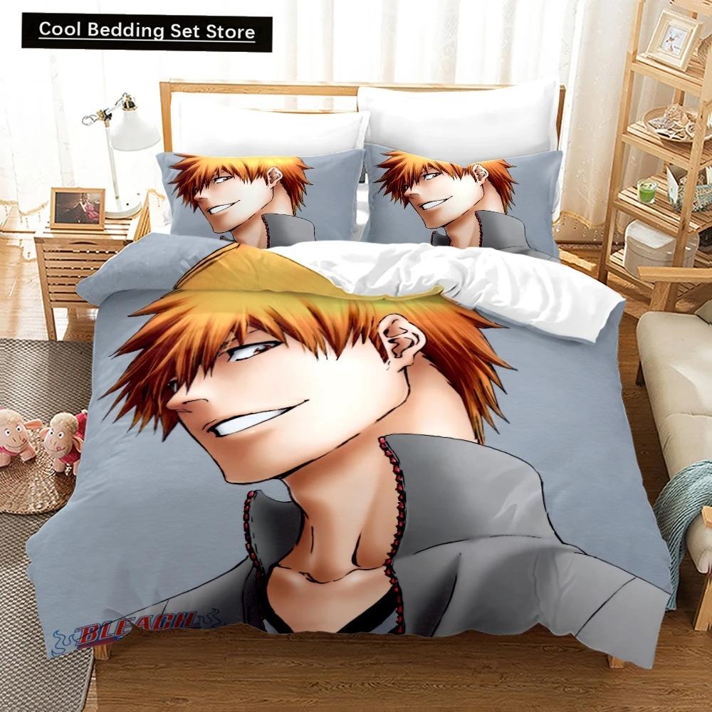NEW Bleach Academia Anime Duvet Cover Set with Pillow Covers Polyester Teens Kids Bedding Set Full Queen King Size Bed Linen