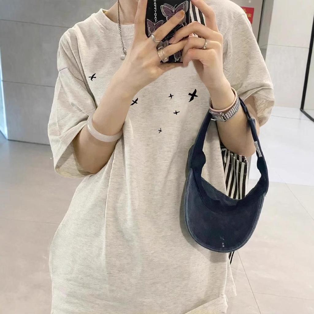 Women's 2025 Retro American Cotton Loose Fit T-Shirt, Large Size, Short-Sleeved, Summer Design