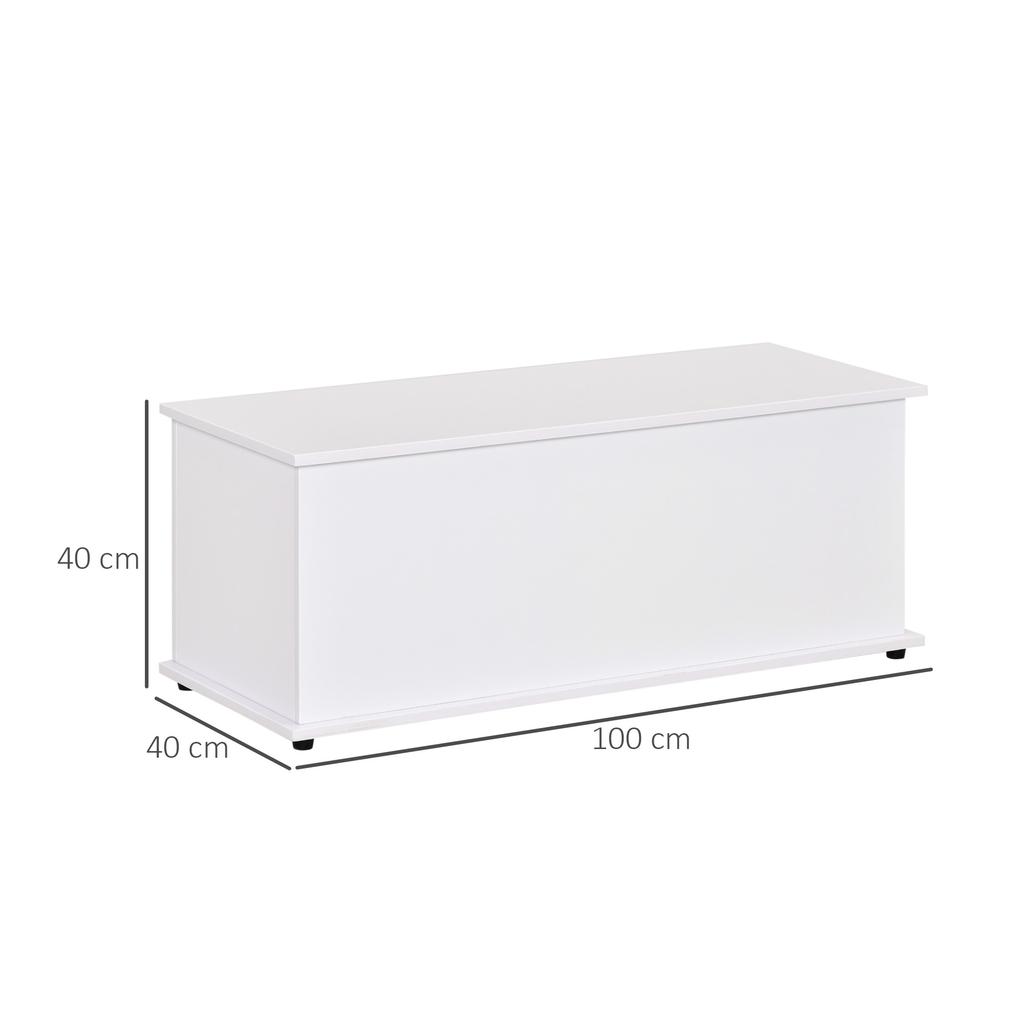 113L Storage Chest, Storage Box with Flip-Top Lid and 2 Safety Hinges, Storage Trunk for Living Room, Entryway, 100 x 40 x 40 cm, White