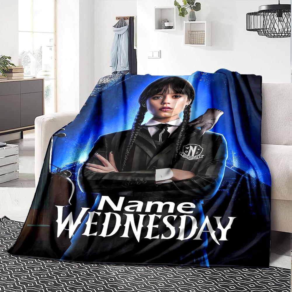 Custom Name Wednesday Theme Printed Blanket - Perfect for Couch, Bed, Travel & Outdoor Use | Machine Washable, Cozy & Durable.