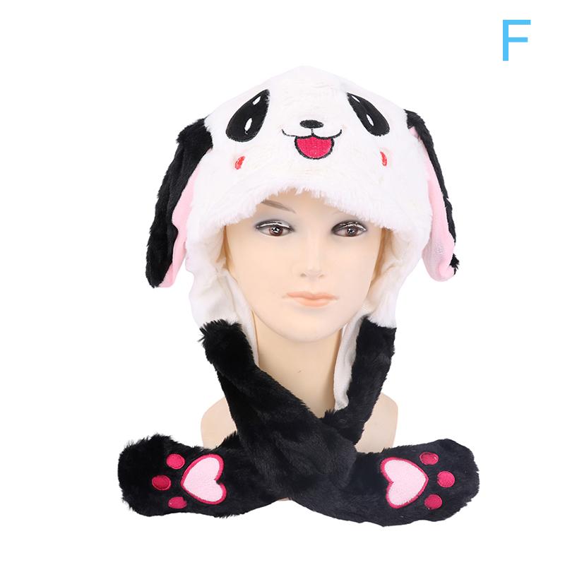Women'S Movable Bunny Ears Hats With Lights Girls Winter Plush Warm Rabbit Hat