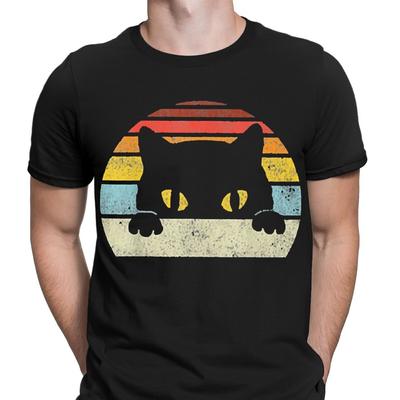 Cat Funny Kitten Cats Animal Lovers Gift Retro Mens T-Shirts Tee Top #NED