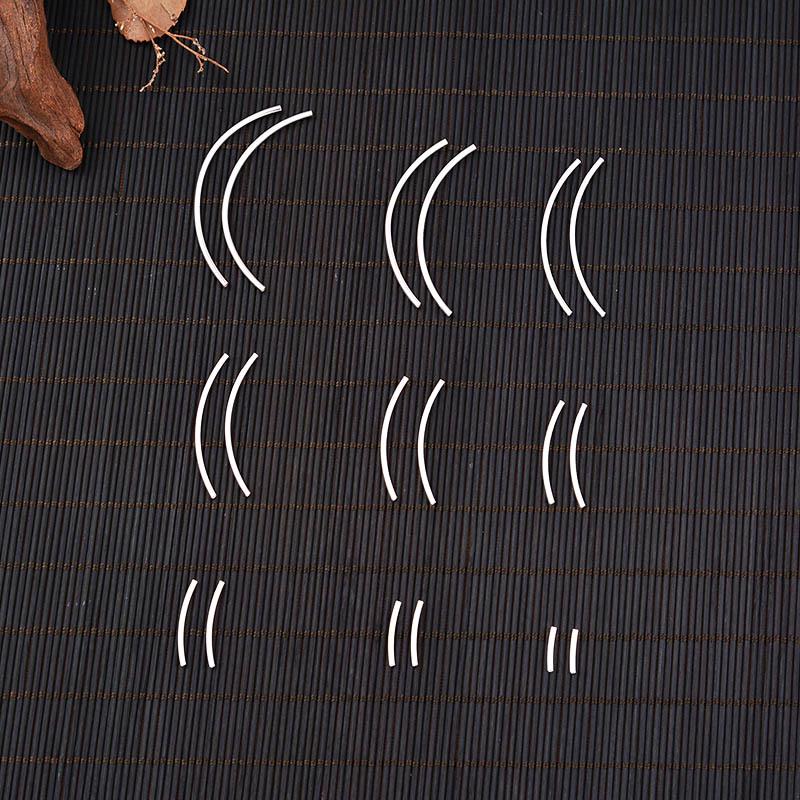 S925 Sterling Silver 1.5mm Curved Tube Beads for DIY Bracelets