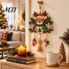 Handmade Holiday Ornaments Christmas Reindeer Hanging Ornament, Wooden Deer Decoration with Stocking Star Candy Party Supplies Cane Charms,