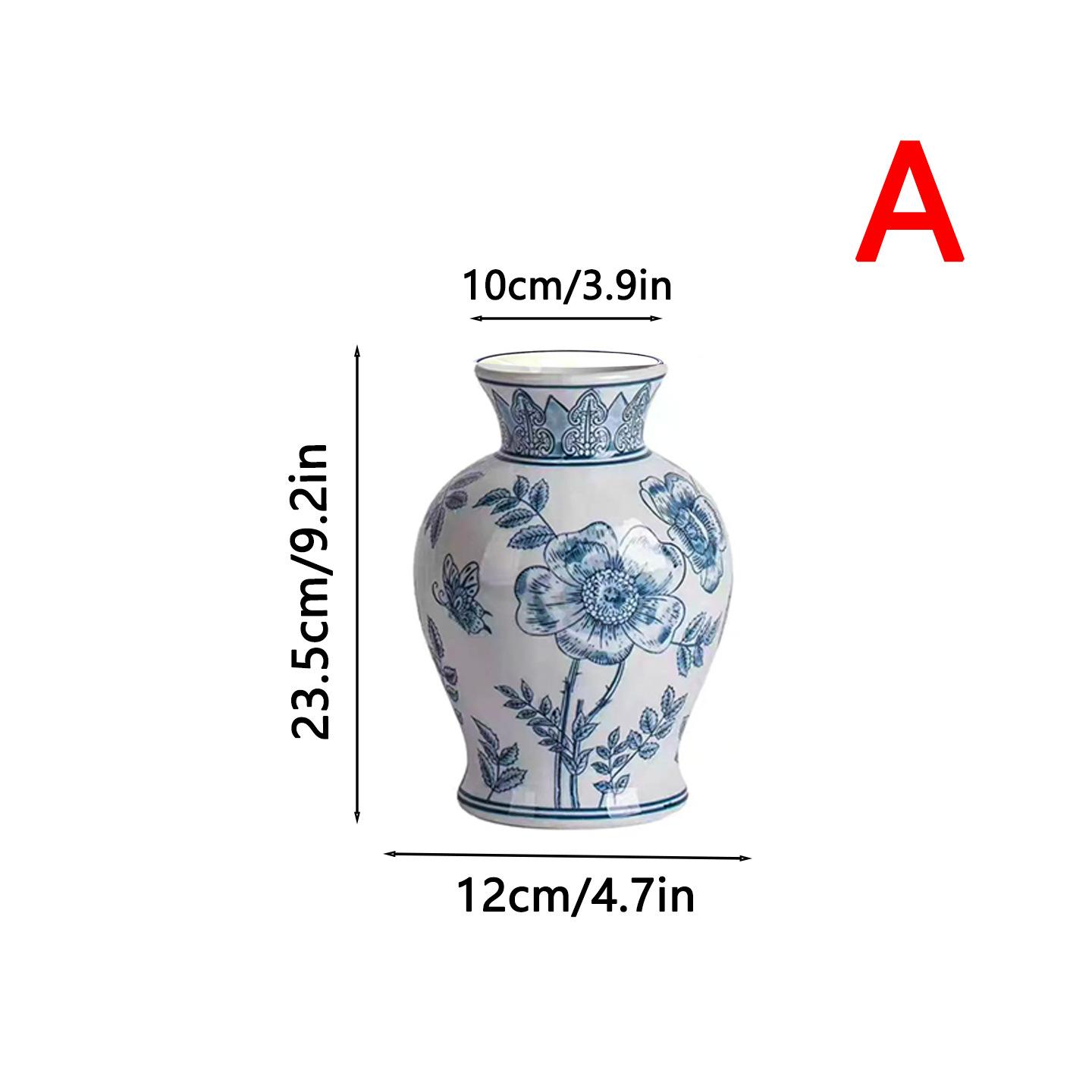 Chinese Blue-and-white Porcelain Ceramic Vase Flower Vase Flower Arrangement Accessories Ceramic Handicrafts Vases Flowerpots