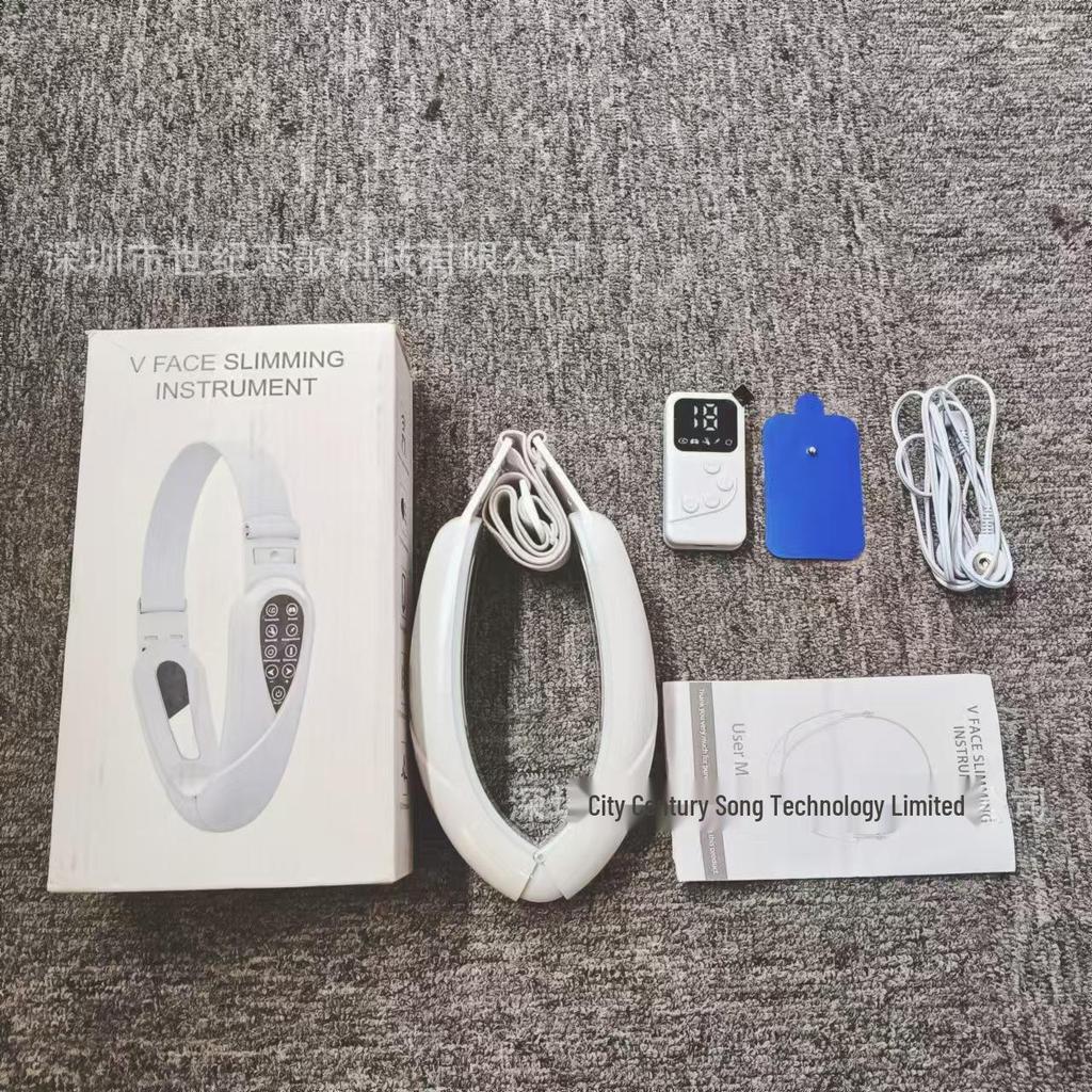 Remote Control EMS Beauty Device: LED Light Therapy and Microcurrent Massager for Facial Contouring and Double Chin Reduction