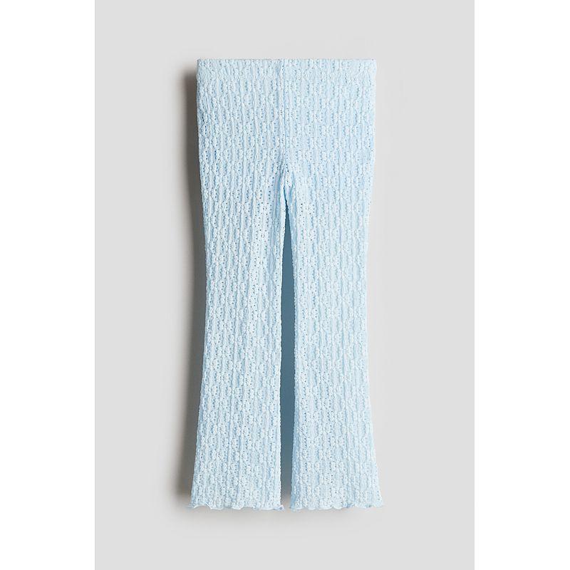 

HM Children s Clothing Girl Pants 2025 Autumn New Arrival Soft Stretch Texture Knitting Flared Pants 1276571 Light Blue 90/50(1 ½-2Y)