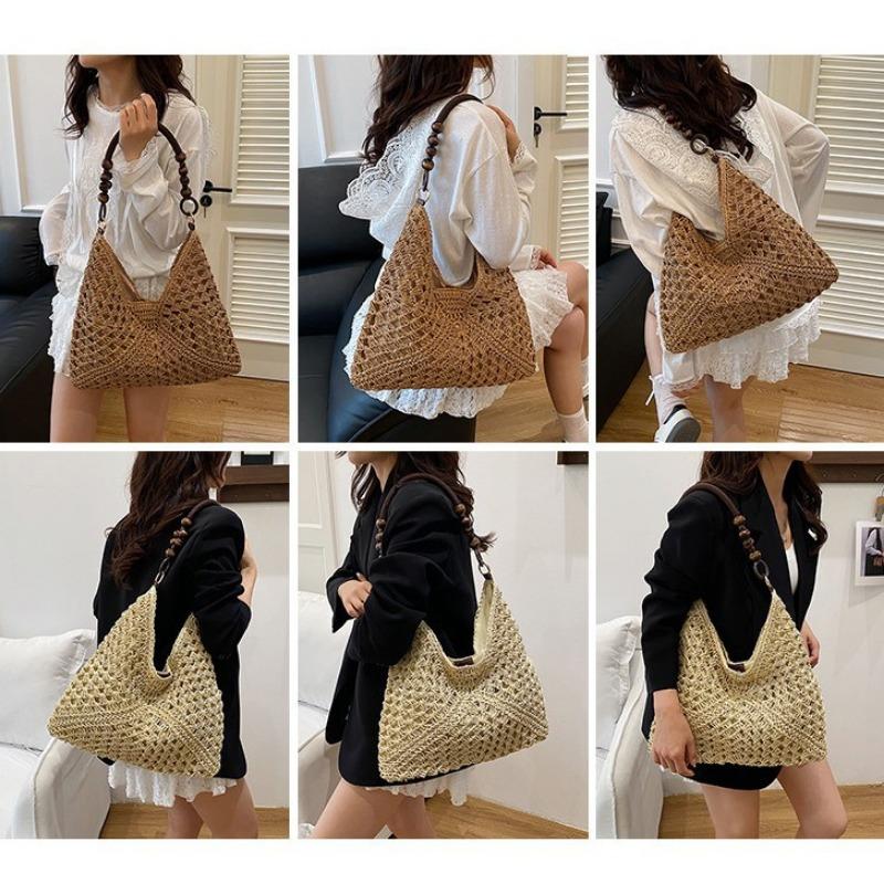 Straw bag casual lazy wind seaside vacation shoulder bag large capacity casual texture tote bag