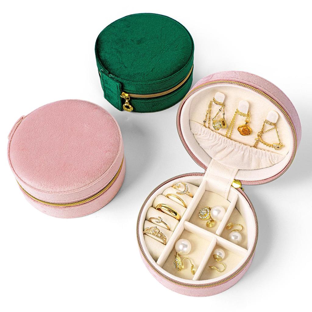 INS Round Mini Travel Jewelry Gift Box: Compact Ring Storage Case