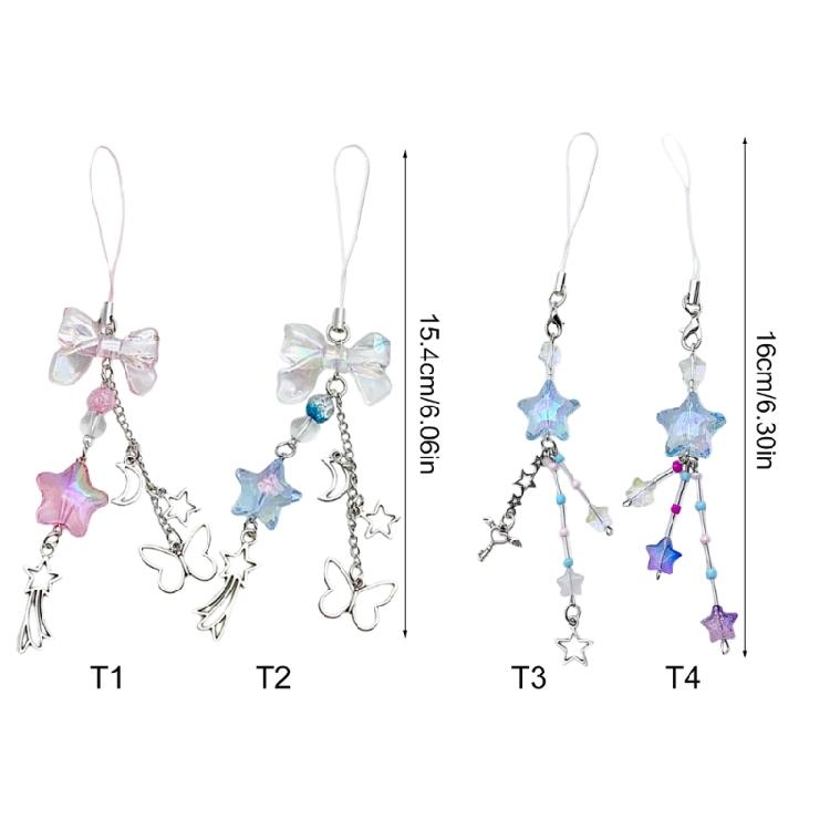 Cute Bowknot Phone Charm Acrylic Star Pendant Keychain Ornament Bag Accessory