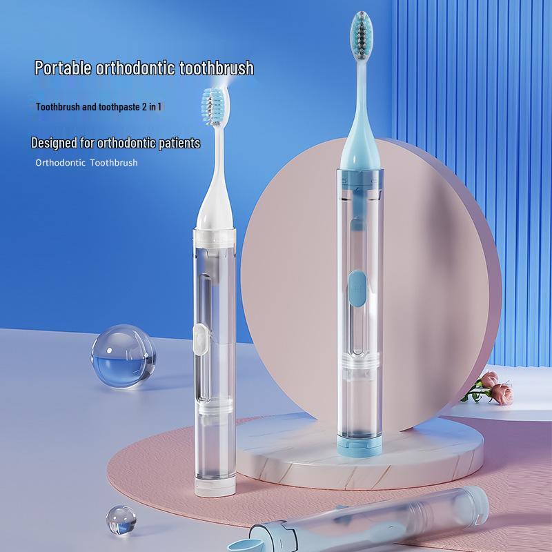 ETRAVEL Yilv 2-in-1 Mini Folding Orthodontic Travel Toothbrush and Toothpaste